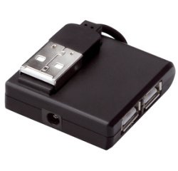 hub USB 2.0, 4 ports, noir