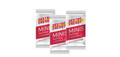 Dextro Energy Minis glucose, une boîte ronde transparente