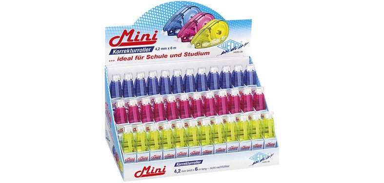 Mini roller correcteur, 4,2 mm x 6 m, présentoir de 36