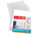 Pochettes perforées Oxford A4 polypropylène lisse 14/100e grande capacité - Sachet de 10