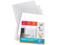 Pochettes perforées Oxford A4 polypropylène lisse 14/100e grande capacité - Sachet de 10