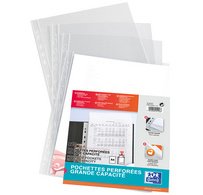 Perforated sleeves Oxford A4 smooth polypropylene 14/100th high capacity - Pack of 10