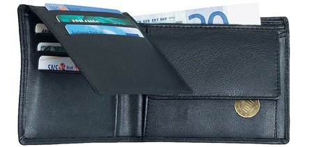 Portefeuille classique, cuir, noir