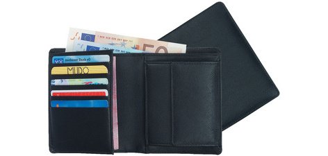 Portefeuille combiné, cuir, noir