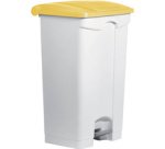 Poubelle à pédale 'the step', 90 litres, blanc/jaune