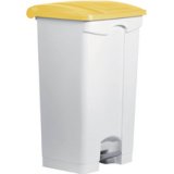 Poubelle à pédale 'the step', 90 litres, blanc/bleu