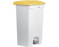 Poubelle à pédale 'the step', 90 litres, blanc/jaune
