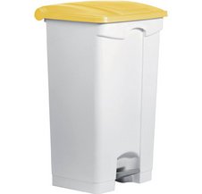 Poubelle à pédale 'the step', 90 litres, blanc/jaune
