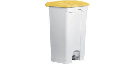 Poubelle à pédale 'the step', 90 litres, blanc/jaune