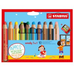 Crayon multi-talents woody 3 en 1, étui carton de 18