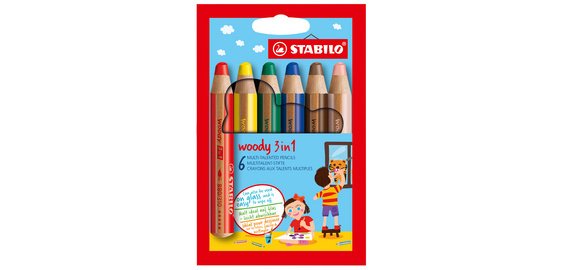 Crayon multi-talents woody 3 en 1, étui carton de 10