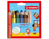Crayon multi-talents woody 3 en 1, étui carton de 6