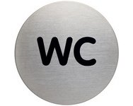 Pictogramme 'WC', diamètre: 83 mm, argent