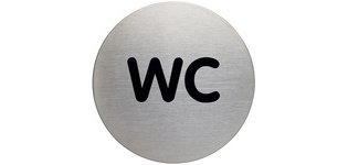 Pictogramme 'WC', diamètre: 83 mm, argent