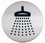 Panneau d'information - Pictogramme Douche - 83 mm - Acier brossé
