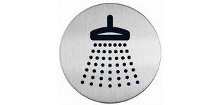 Panneau d'information - Pictogramme Douche - 83 mm - Acier brossé