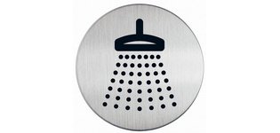 Panneau d'information - Pictogramme Douche - 83 mm - Acier brossé
