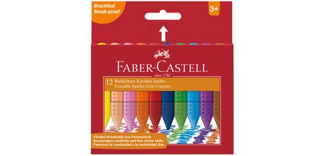 FABER-CASTELL Craies effacables JUMBO, étui carton de 12