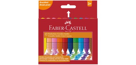FABER-CASTELL Craies effacables JUMBO, étui carton de 12