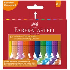 FABER-CASTELL Craies effacables JUMBO, étui carton de 12