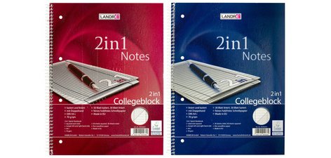 Collegeblock '2 en 1' format A4, 2 linéatures,