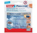 Crochet - Powerstrips - déco - supporte 1 Kg - transparent - lot de 2