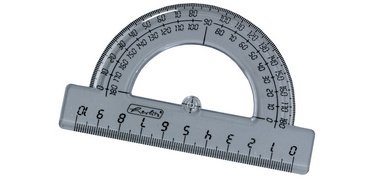 180 degree half-circle protractor, plastic