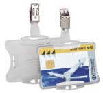 Porte-badge, avec clip, 54 x 90 mm, transparent