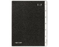 trieur, format A4, 7 compartiments, 1 - 7, noir