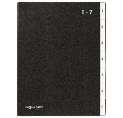 trieur, format A4, 7 compartiments, 1 - 7, noir
