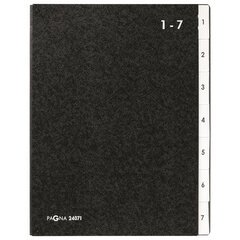 trieur, format A4, 7 compartiments, 1 - 7, noir