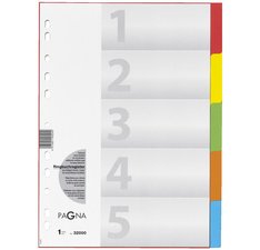 Intercalaires en carton, A4, 5 positions, 5 couleurs