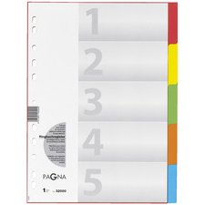 Kartonnen tabbladen, A4, 5 tabs, 5 kleuren