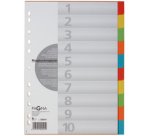 Intercalaires en carton, A4, 10 touches, 5 couleurs