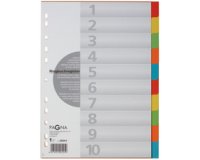 Intercalaires en carton, A4, 10 touches, 5 couleurs