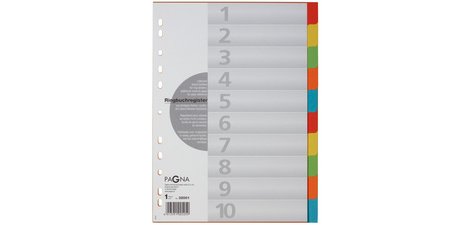 Intercalaires en carton, A4, 10 touches, 5 couleurs