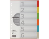 Intercalaires en carton, A4, 6 touches, 6 couleurs