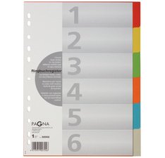 Tabbladen, karton, A4-formaat, 6 tabs, 6 kleuren
