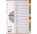 Intercalaires en carton, A4, 12 touches, 12 couleurs