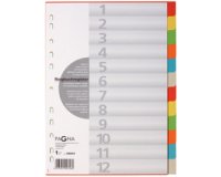 Tabbladen, karton, A4, 12 tabs, 12 kleuren