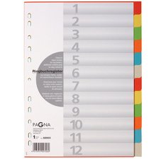 Intercalaires en carton, A4, 12 touches, 12 couleurs