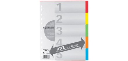 Intercalaires en carton, A4, 5 touches, extra large