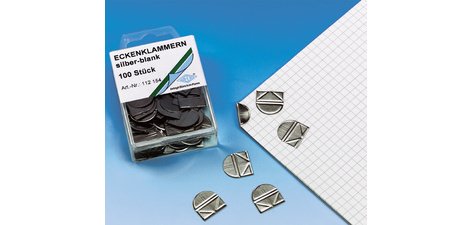 Corners of the letter, in shiny metal