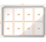 Vitrine d'affichage Premium Plus, fond en métal, 8x A4
