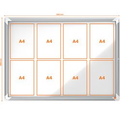 Vitrine d'affichage Premium Plus, fond en métal, 8x A4