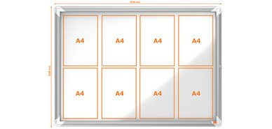 Vitrine d'affichage Premium Plus, fond en métal, 8x A4