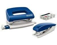 Nietmachine en perforator, tweedelige set, blauw