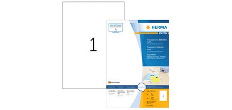 Étiquette en film SPECIAL, 210 x 297 mm, transparent