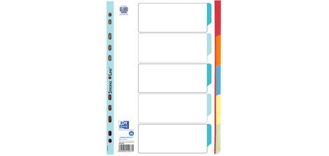 Intercalaires en carton, uni, format A4, couleur, 5