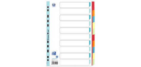 Intercalaires en carton, uni, format A4, couleur, 10